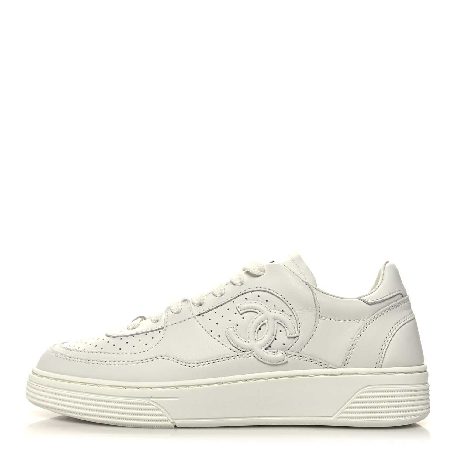Chanel Calfskin CC Womens Sneakers 36 White 1 of 9
