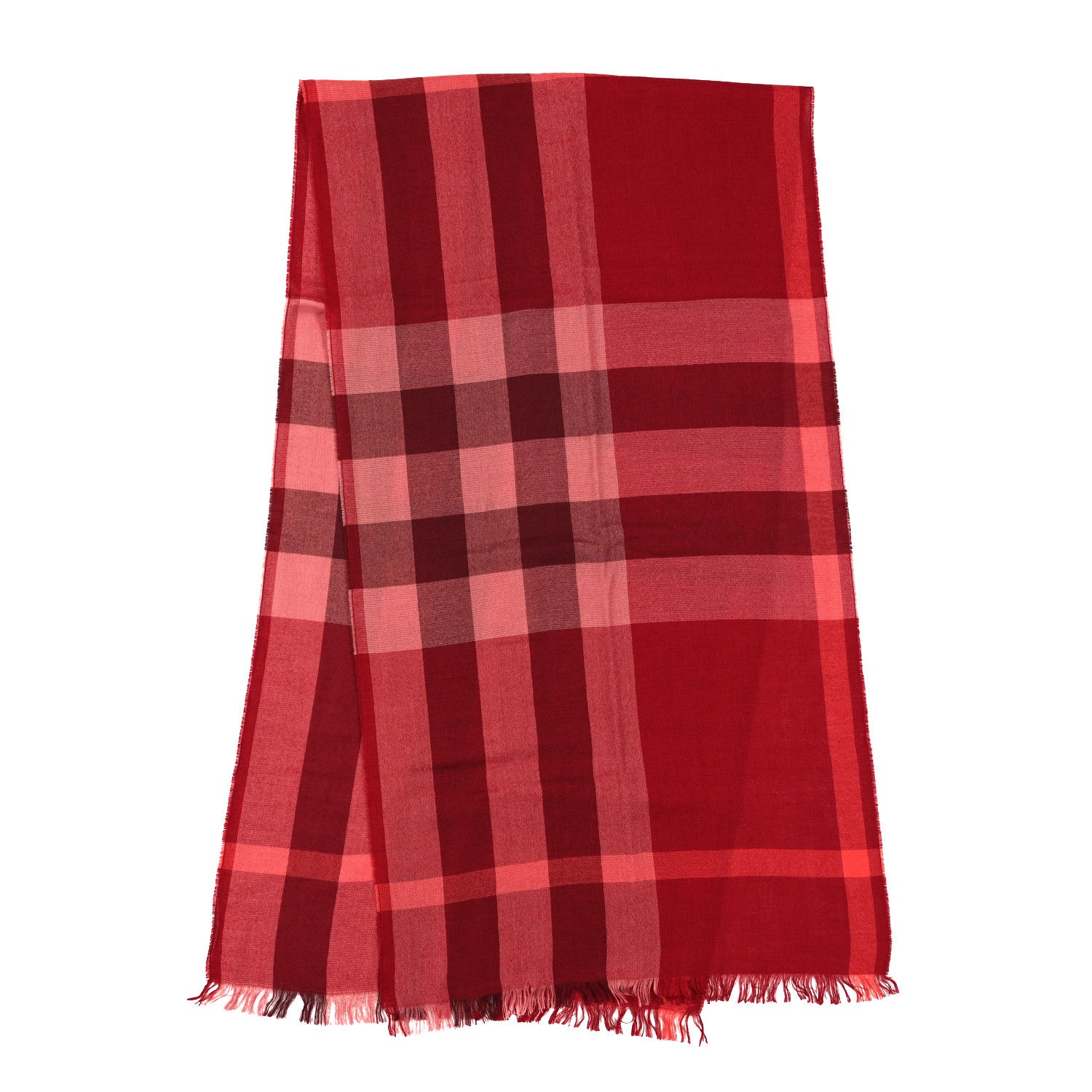 Burberry Wool Silk Gauze Half Mega Check Lightweight Scarf Red 2 of 3