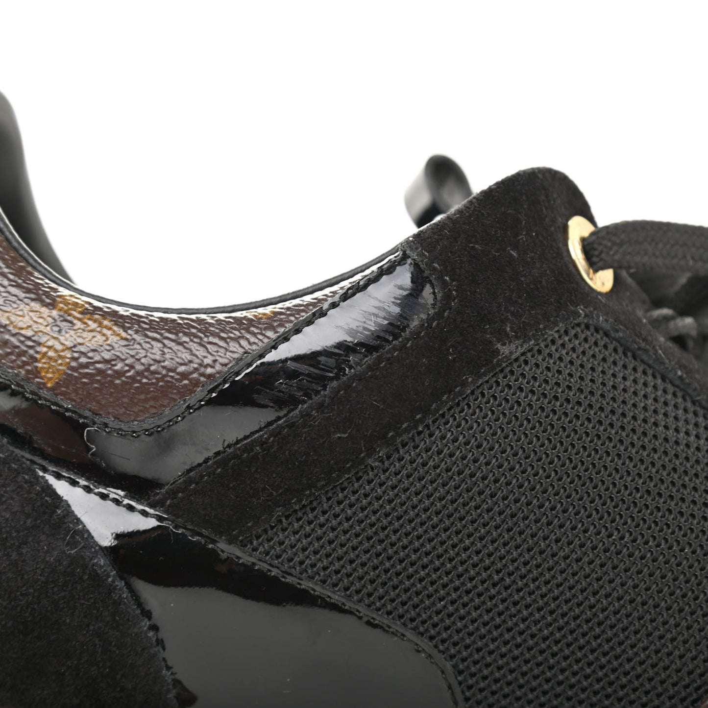 Suede Monogram Run Away Sneakers 38.5 Black