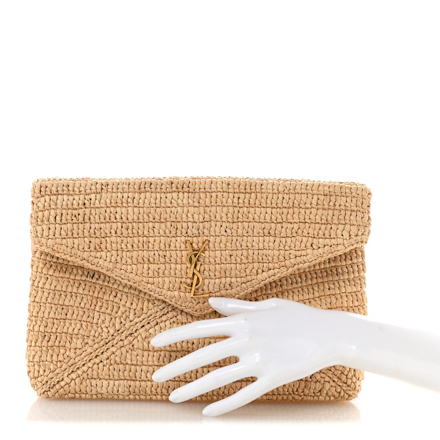 Raffia Large Cassandre Pouch Naturel Brick