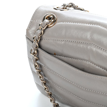 Chanel Shiny Lambskin Quilted Small Chevron Miroir Grey 12 of 13