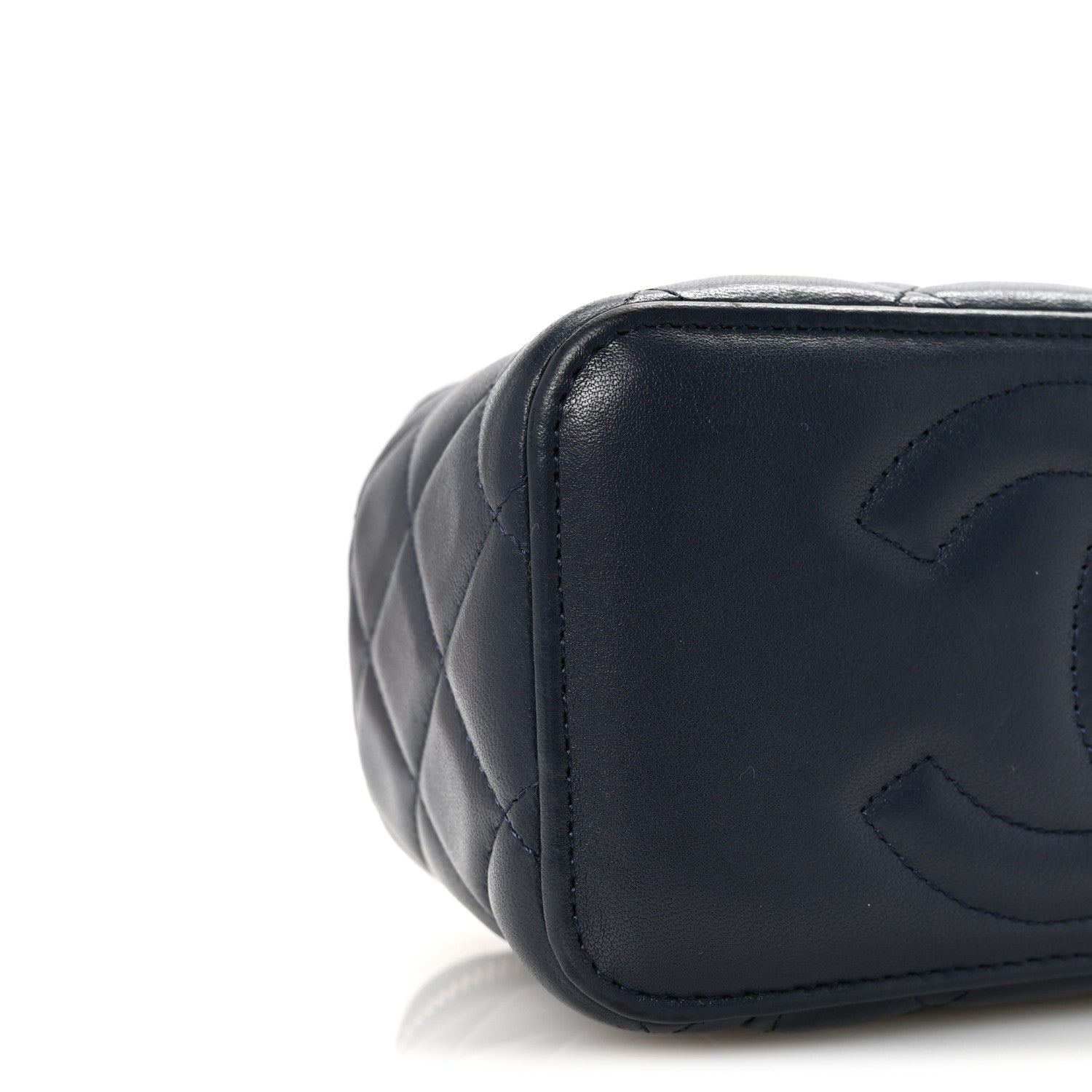 Chanel Lambskin Quilted Small Top Handle Vanity Case With Chain Dark Blue Light Blue 9 of 11