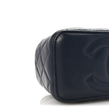 Chanel Lambskin Quilted Small Top Handle Vanity Case With Chain Dark Blue Light Blue 9 of 11