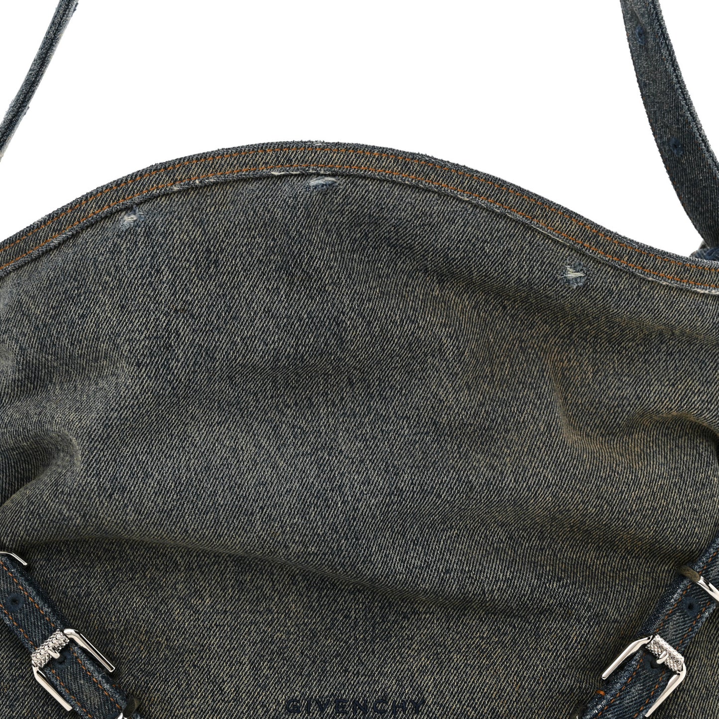 Washed Denim Medium Voyou Bag Military Blue