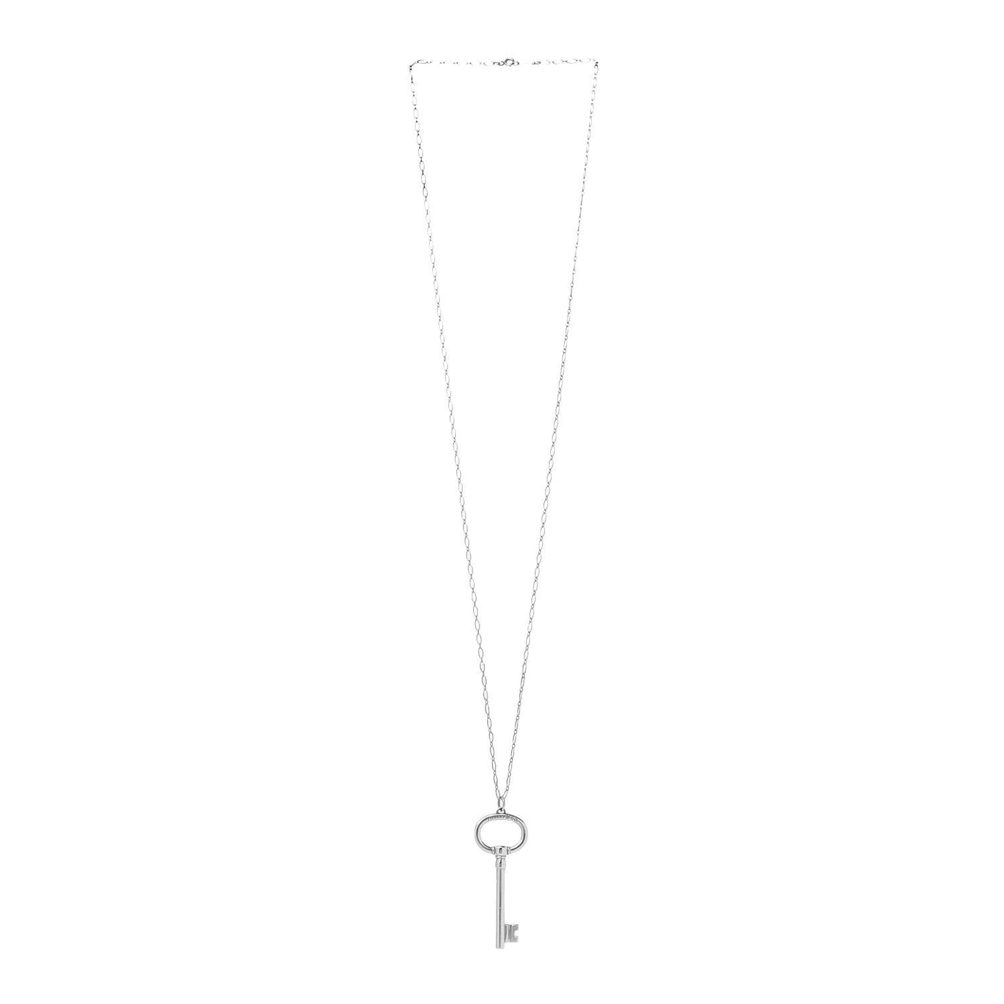 Sterling Silver Oval Key Pendant Link Necklace