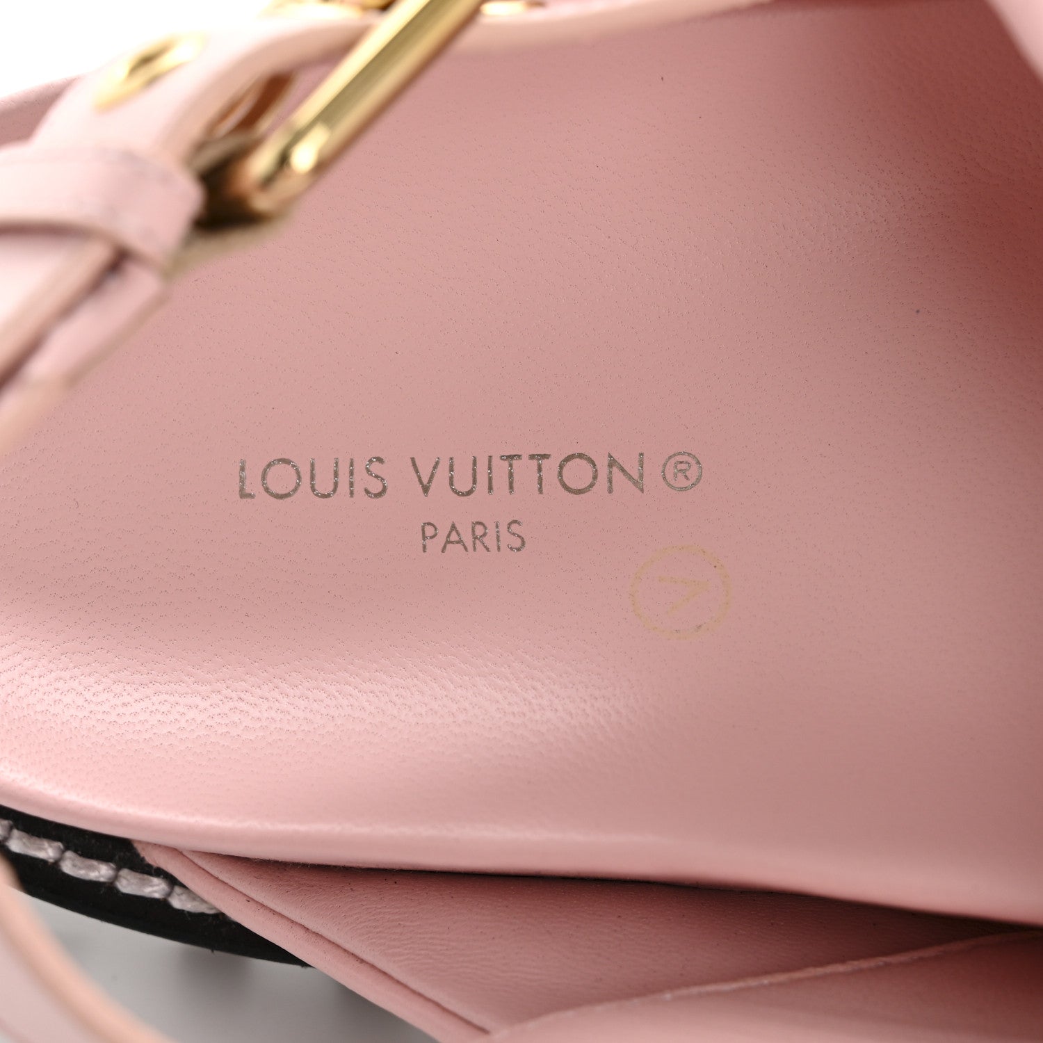 Louis Vuitton Lambskin Monogram Embossed Paseo Flat Comfort Sandals 37.5 Rose Clair 16 of 18
