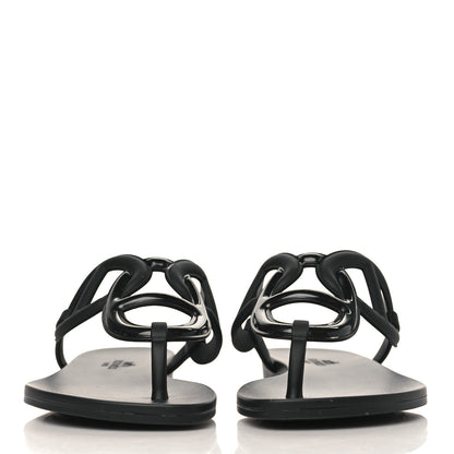 Hermes Rubber Womens Egerie Sandals 36 Black 2 of 9