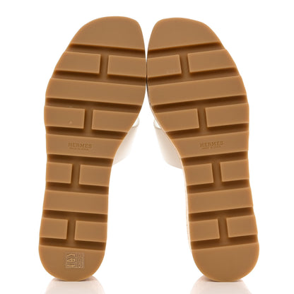 Hermes Calfskin Cork Eze 30 Sandals 39 White 5 of 11