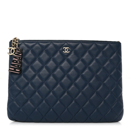 Chanel Lambskin Quilted Medium Cuba Cosmetic Case Navy 1 of 7