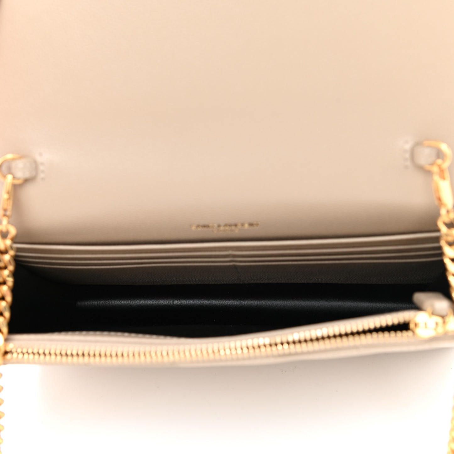 Grain De Poudre Matelasse Chevron Monogram Envelope Chain Wallet Dark Beige