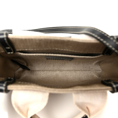 Chloe Linen Calfskin Mini Woody Ribbon Tote White Navy 5 of 10