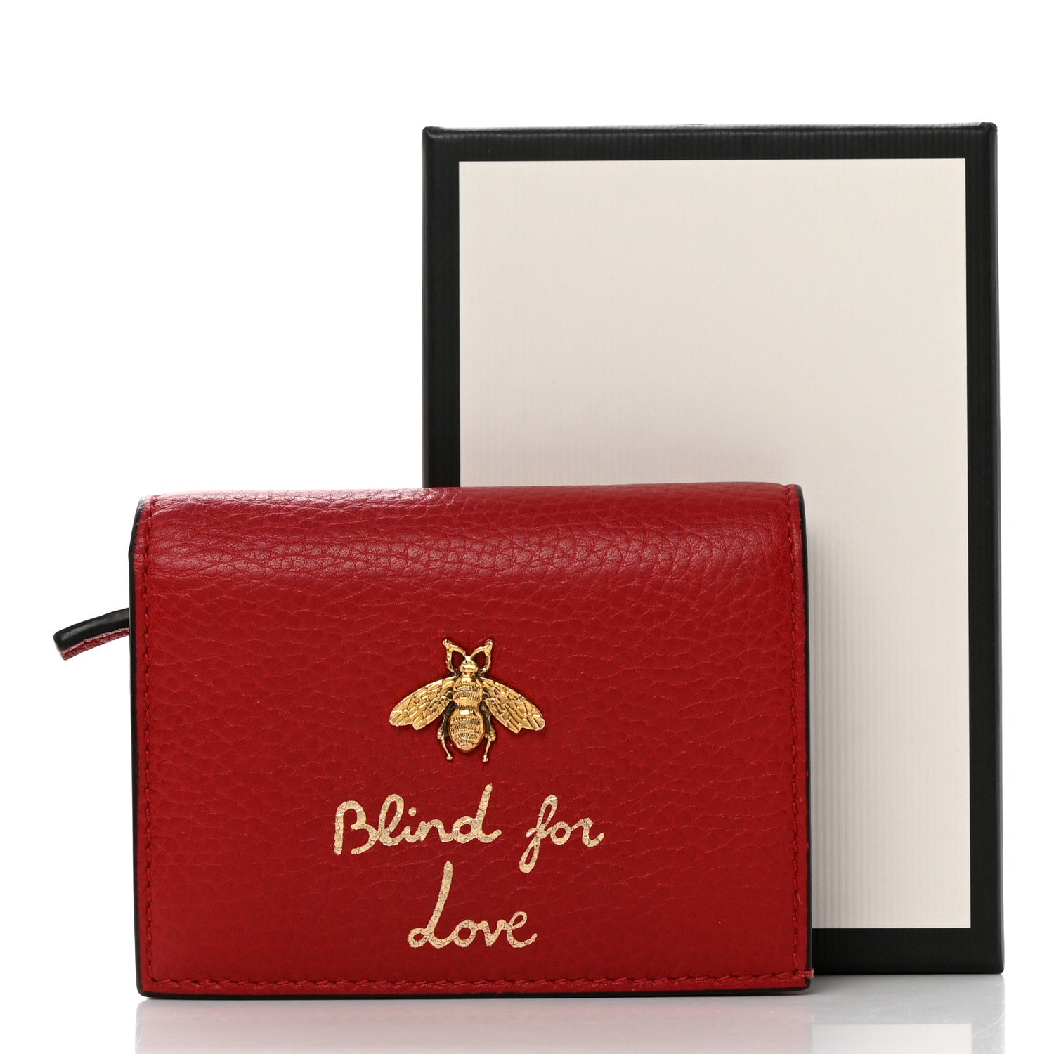Gucci Pebbled Calfskin Animalier Card Case Red 8 of 8