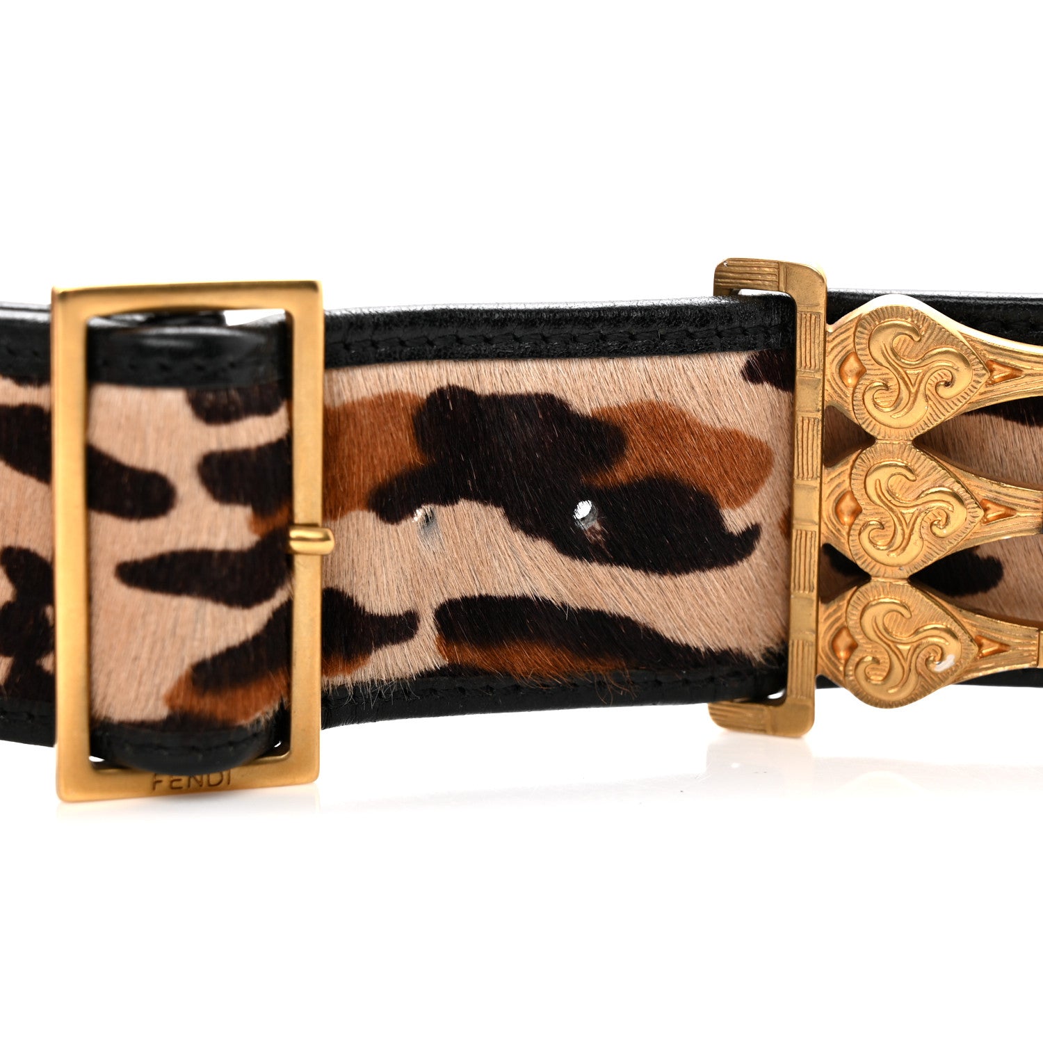 Fendi Pony Hair Leopard Belt 65 26 Black 7 of 7
