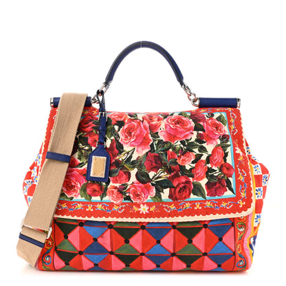 Dolce & Gabbana Canvas Printed Extra Large Miss Sicily Satchel Multicolor 1 of 10