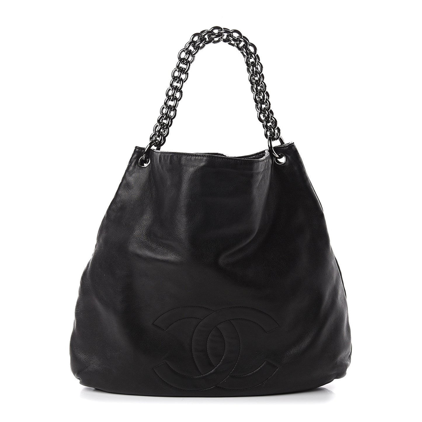 Lambskin Large Soft and Chain Hobo Black