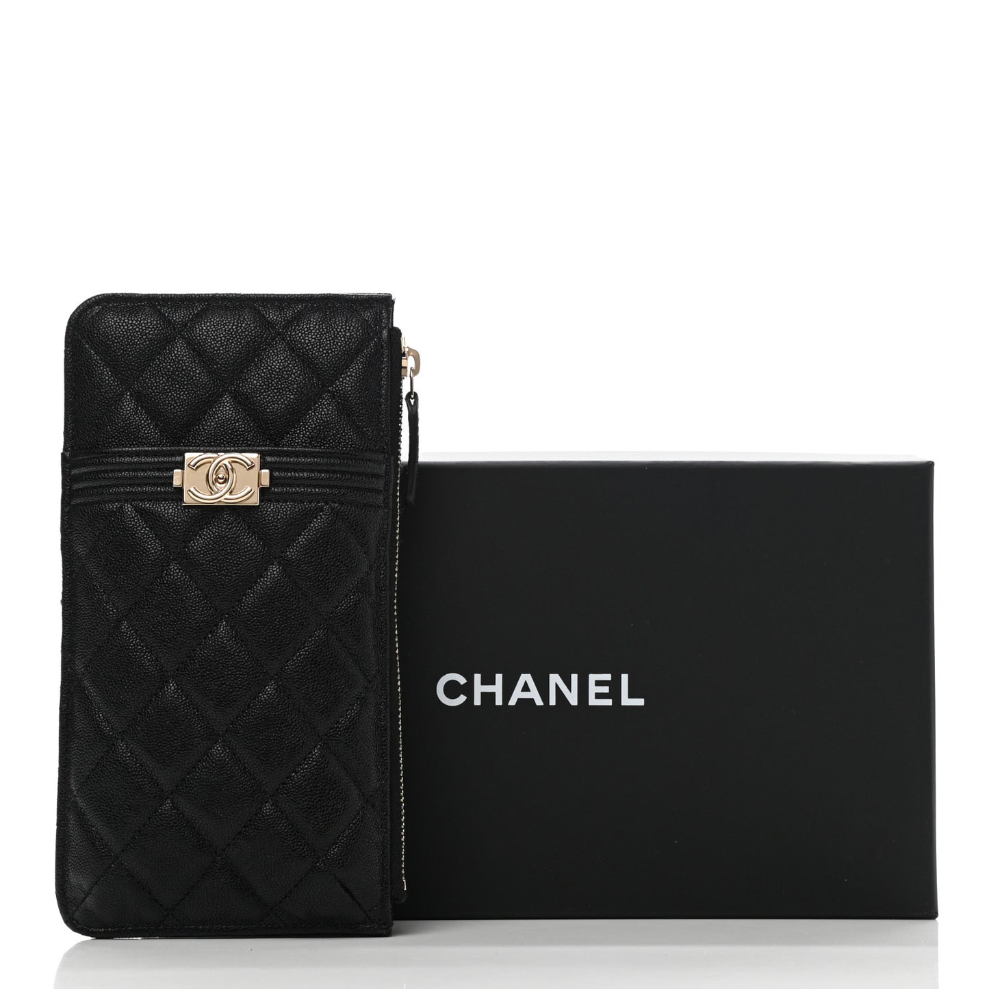 Caviar Quilted Boy iPhone Pouch Black