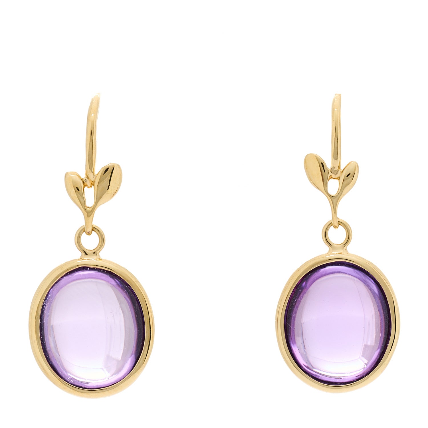 Tiffany 18K Yellow Gold Amethyst Paloma Picasso Olive Leaf Drop Earrings 1 of 5
