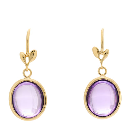 Tiffany 18K Yellow Gold Amethyst Paloma Picasso Olive Leaf Drop Earrings 1 of 5