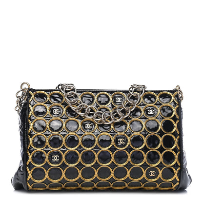 Chanel Patent Embroidered Clutch With Chain Black Gold 1 of 9