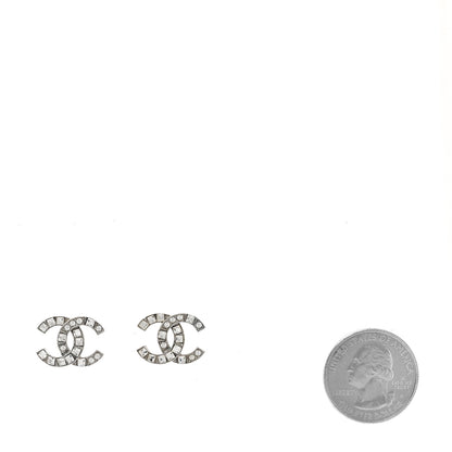 Chanel Baguette Crystal CC Earrings Silver 2 of 6