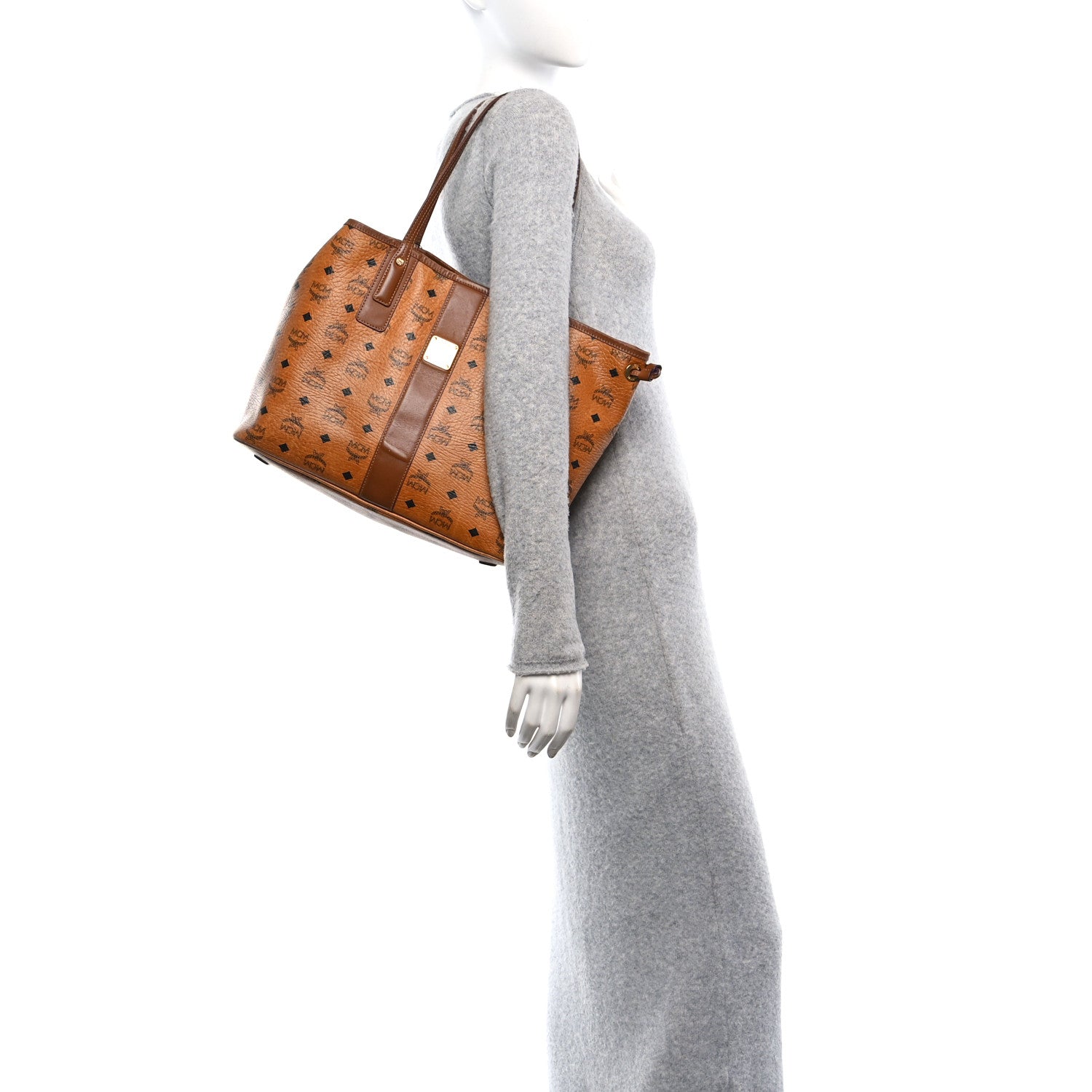 MCM Visetos Medium Liz Reversible Shopper Tote Cognac 2 of 12