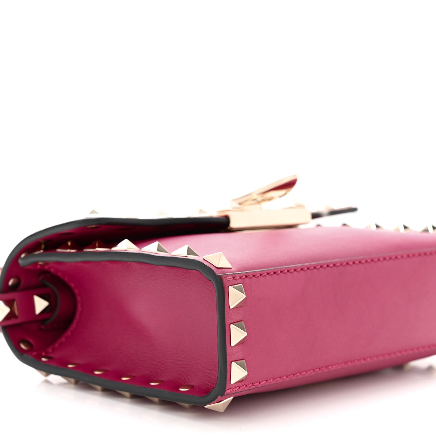 Vitello Mini Rockstud Flip Lock Crossbody Bag Deep Cyclamin