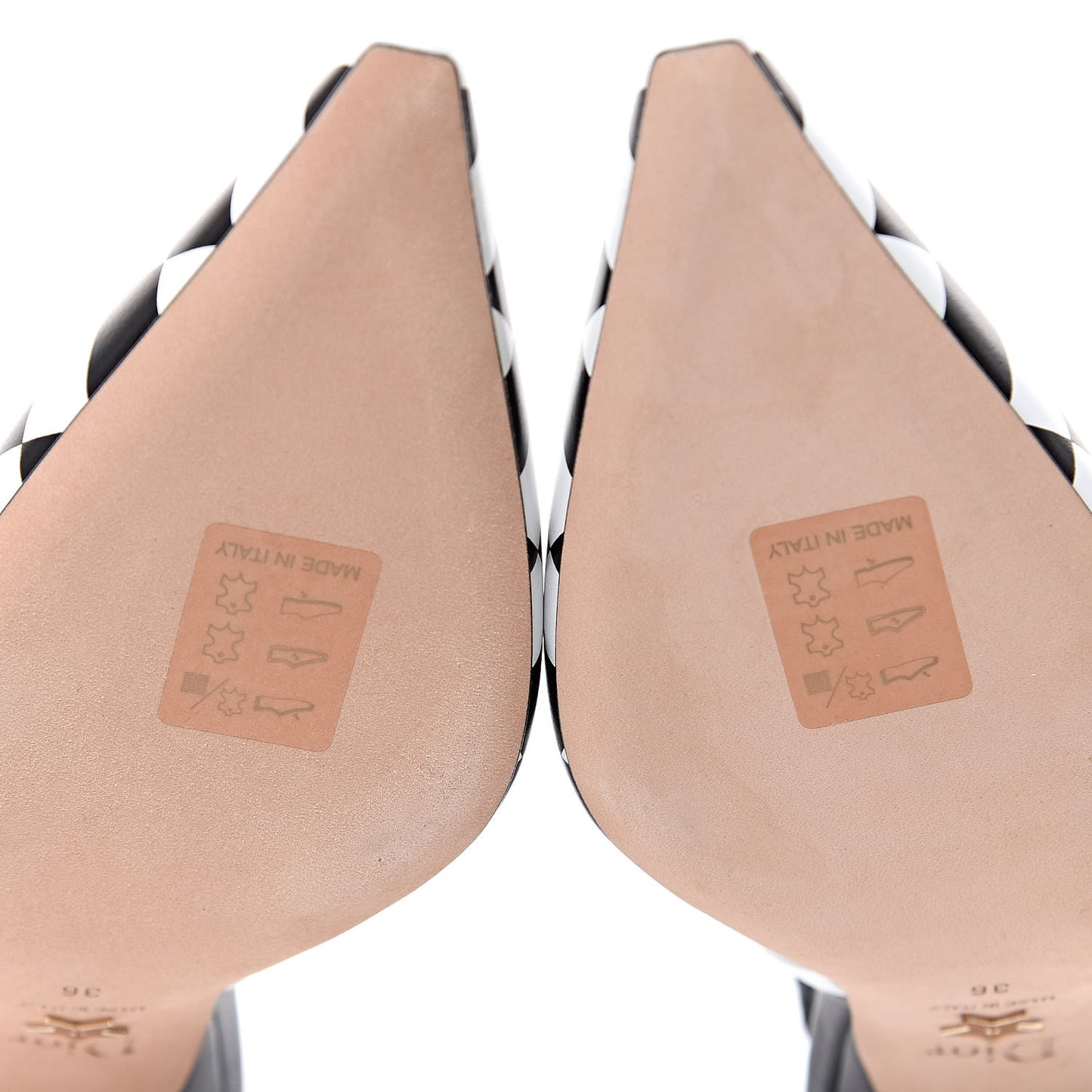 Calfskin Ribbon Checker Print J'Adior Slingback 65mm Pumps 36 Black White