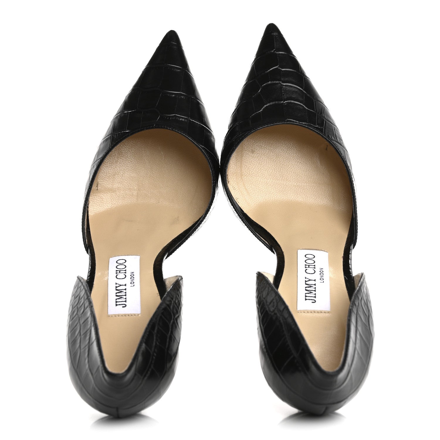 Jimmy Choo Calfskin Crocodile Embossed Addison d'Orsay Pump 38 Black 2 of 8