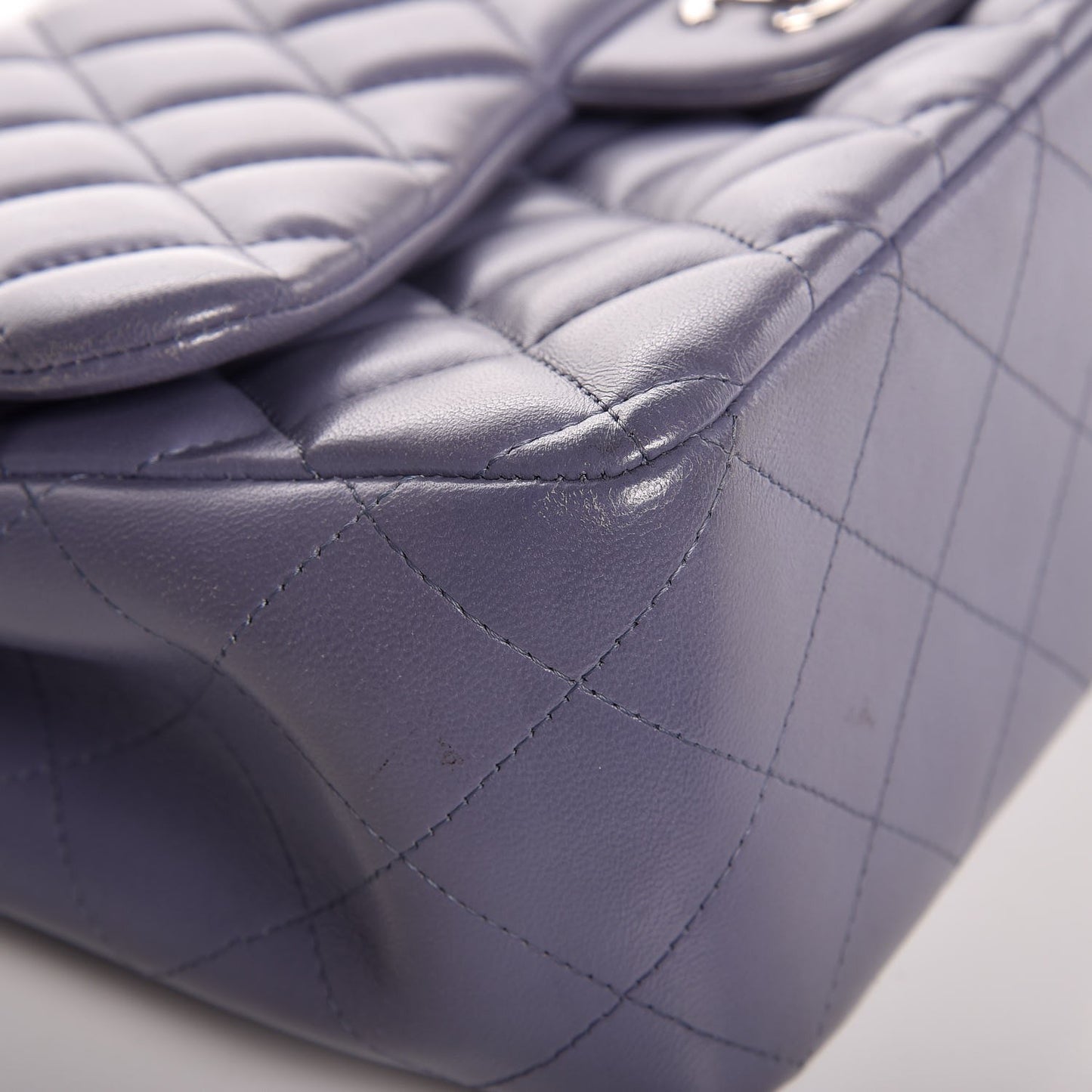 Lambskin Quilted Jumbo Double Flap Light Purple