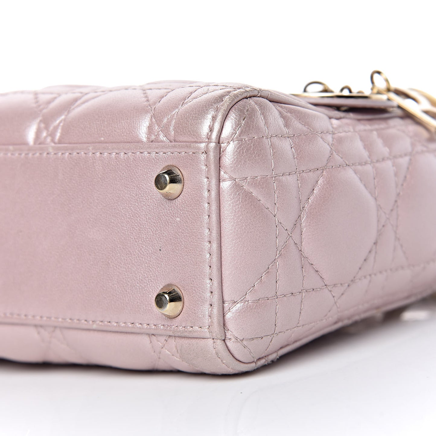 Metallic Lambskin Cannage Mini Lady Dior Lotus