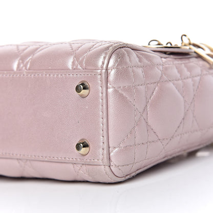 Christian Dior Metallic Lambskin Cannage Mini Lady Dior Lotus 6 of 16