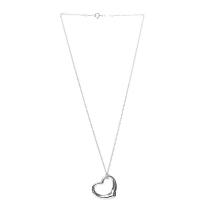 Tiffany Sterling Silver 27mm Elsa Peretti Open Heart Pendant Necklace 3 of 5