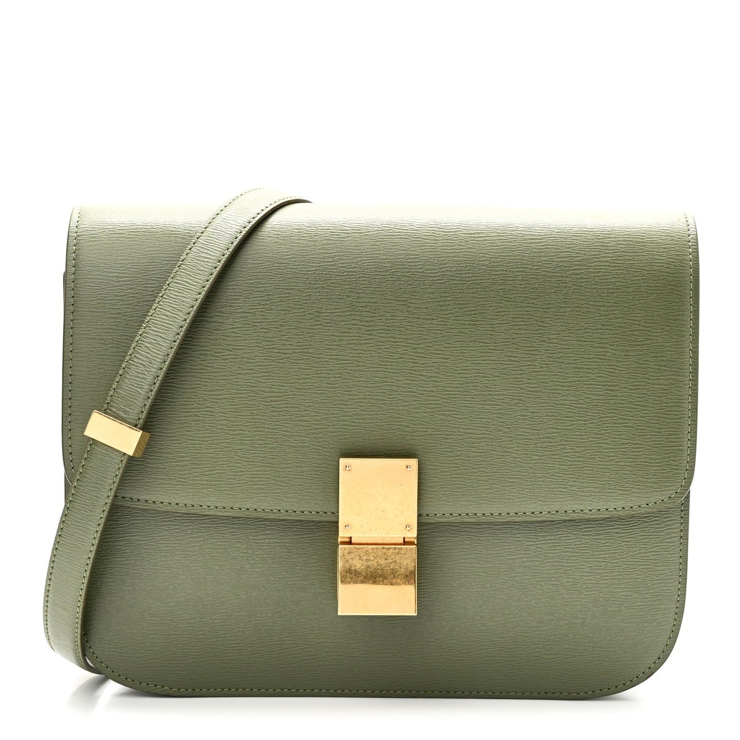 Liege Calfskin Medium Classic Box Flap Bag Light Khaki