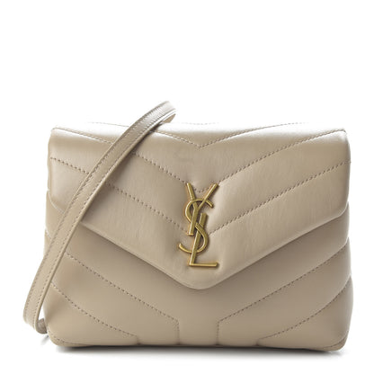 Saint Laurent Calfskin Y Quilted Monogram Toy Loulou Crossbody Bag Dark Beige 1 of 10