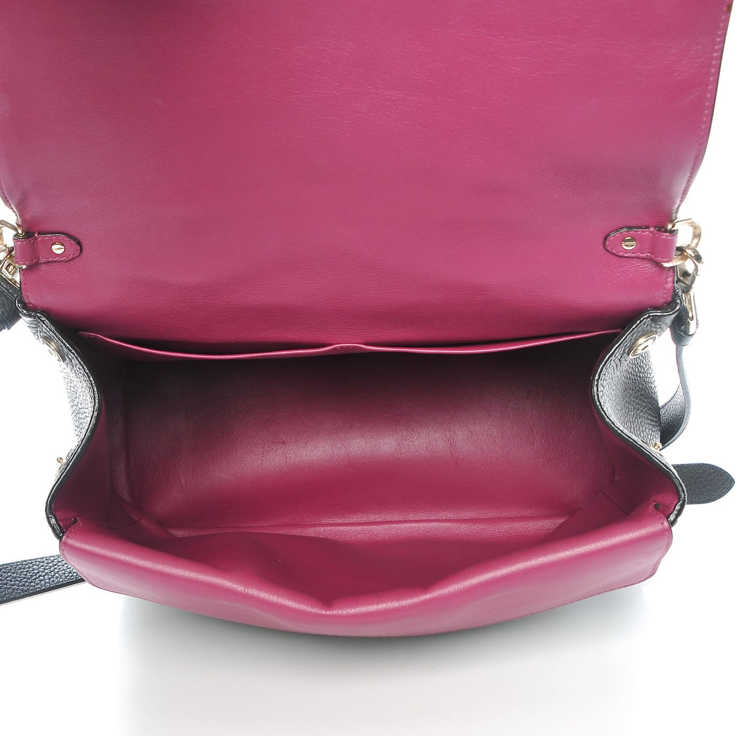 Bullcalf Medium Be Dior Flap Black Fraise