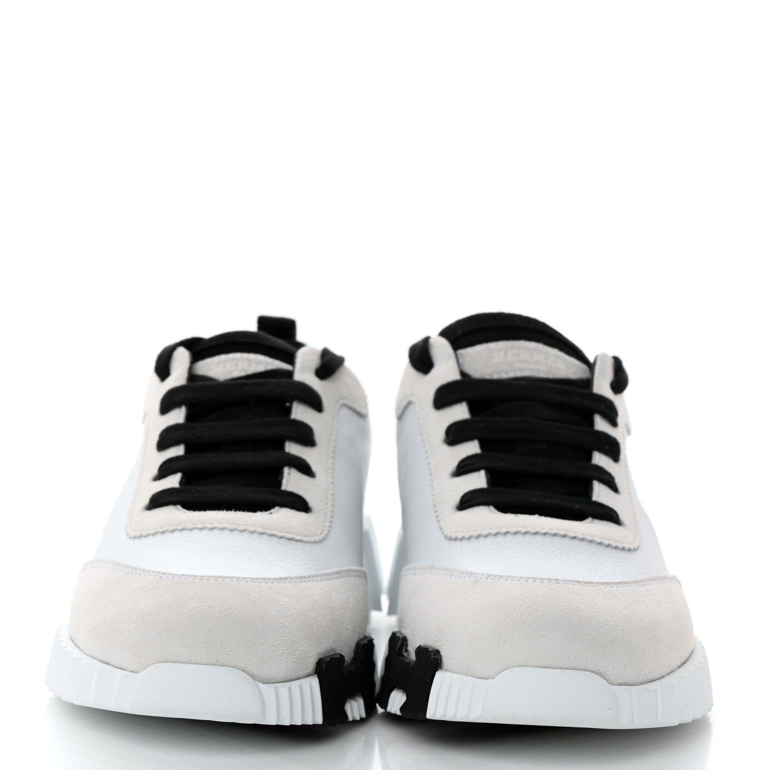 Hermes Goatskin Suede Bouncing Sneakers 37.5 White Black 2 of 10
