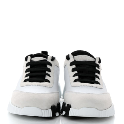 Hermes Goatskin Suede Bouncing Sneakers 37.5 White Black 2 of 10