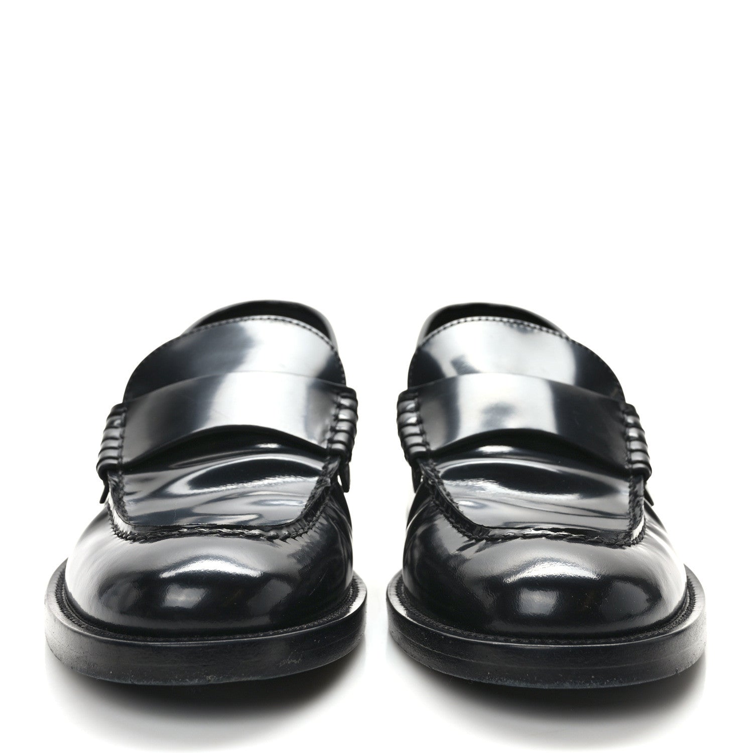 Chanel Shiny Calfskin Logo Loafers 37.5 Black 2 of 7