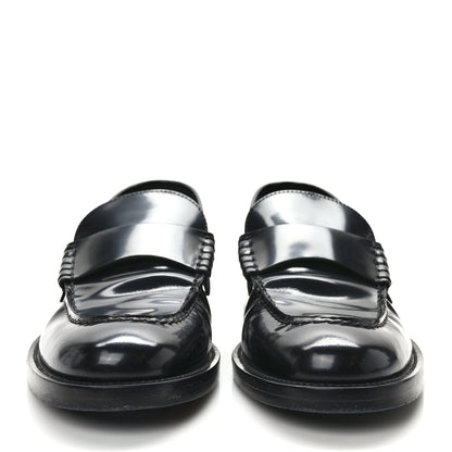 Chanel Shiny Calfskin Logo Loafers 37.5 Black 2 of 7
