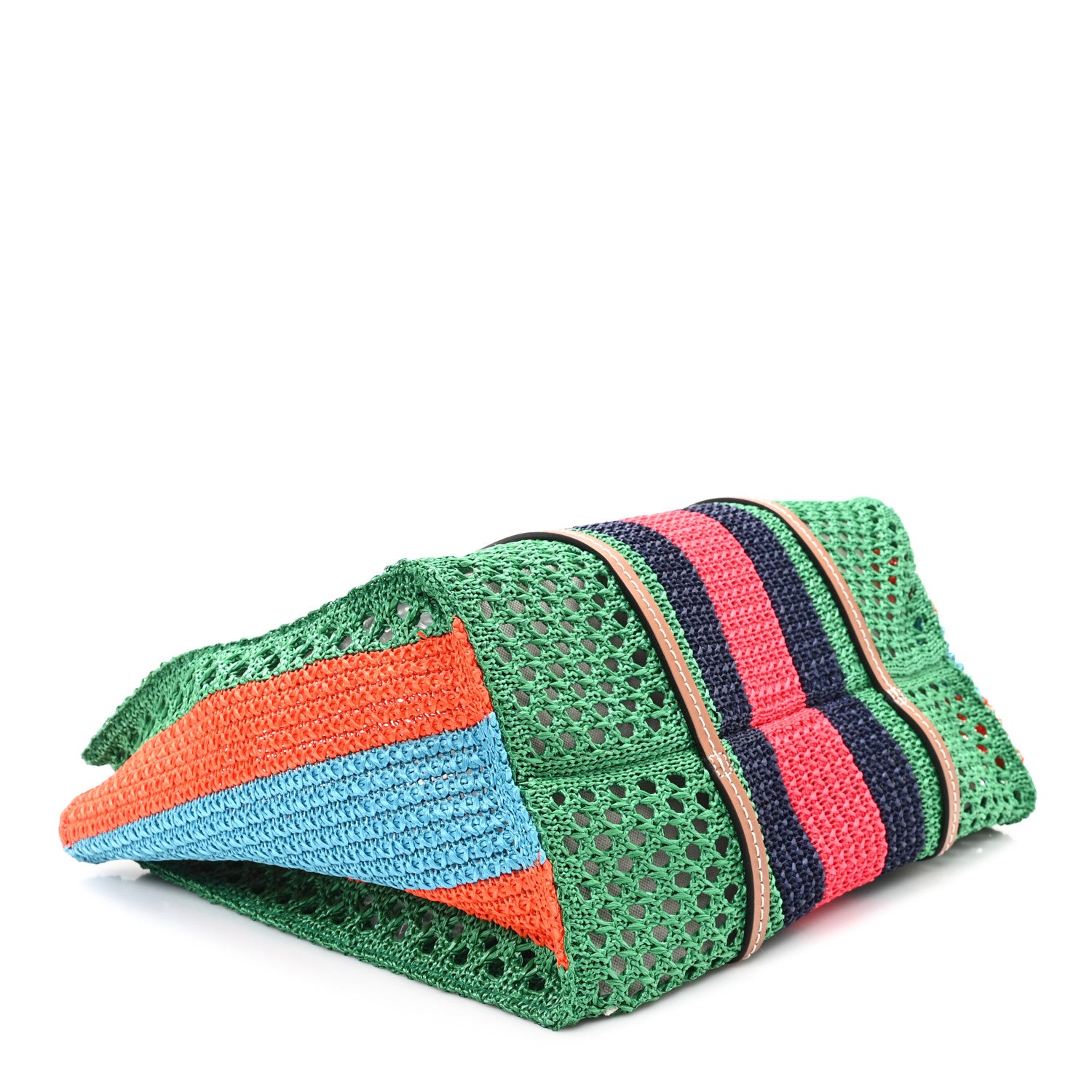 Gucci Raffia Web Woven Medium Interlocking G Tote Green 4 of 10