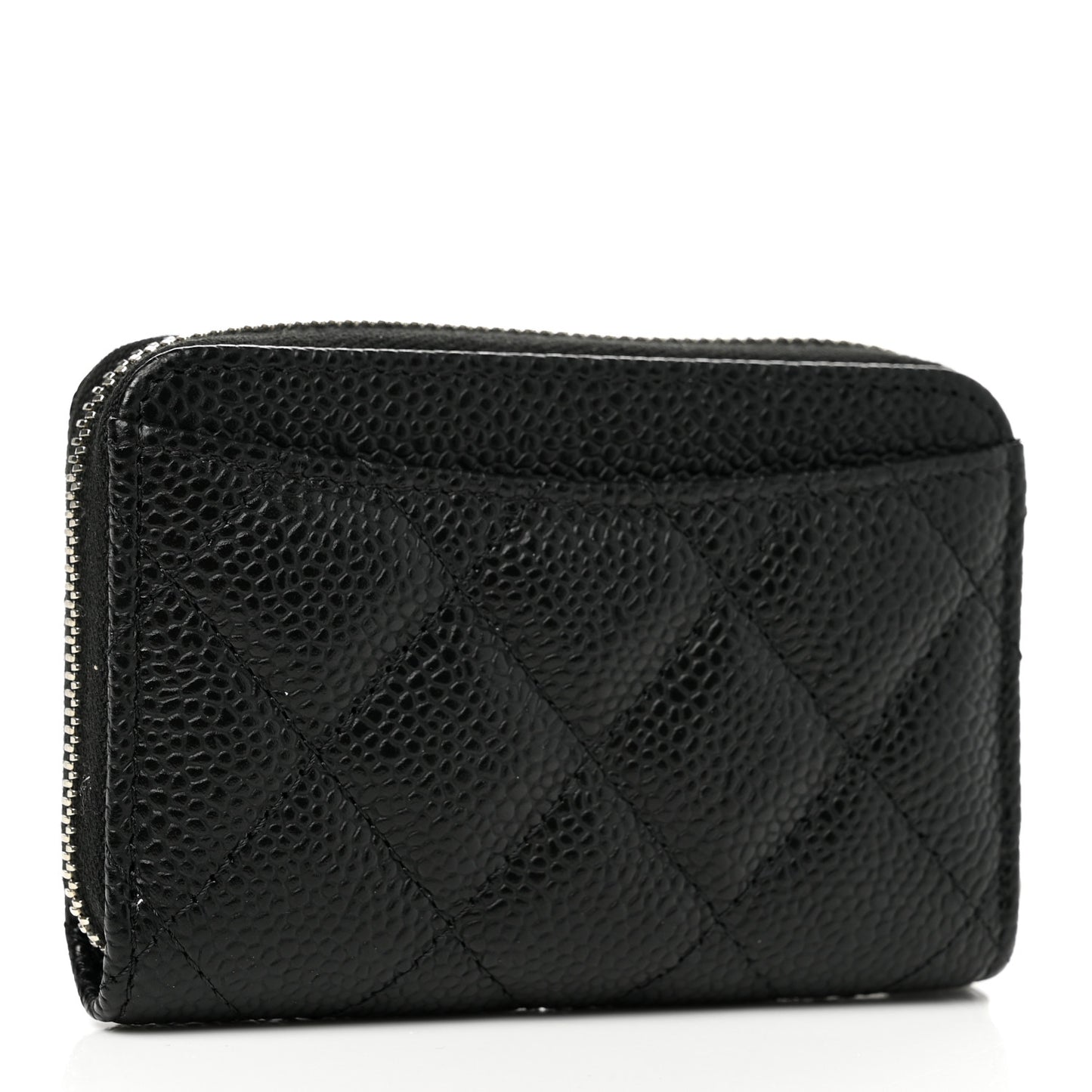 Caviar Quilted Zip Coin Purse Black