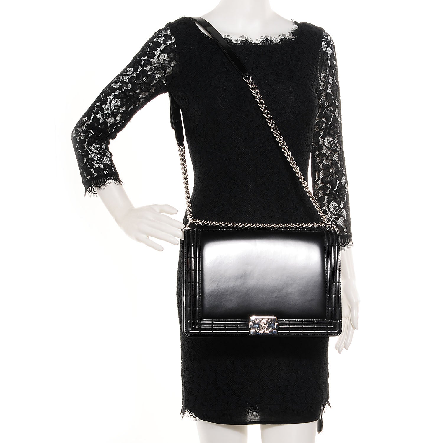 Chanel Glazed Calfskin Large Boy Flap Black 2 of 9