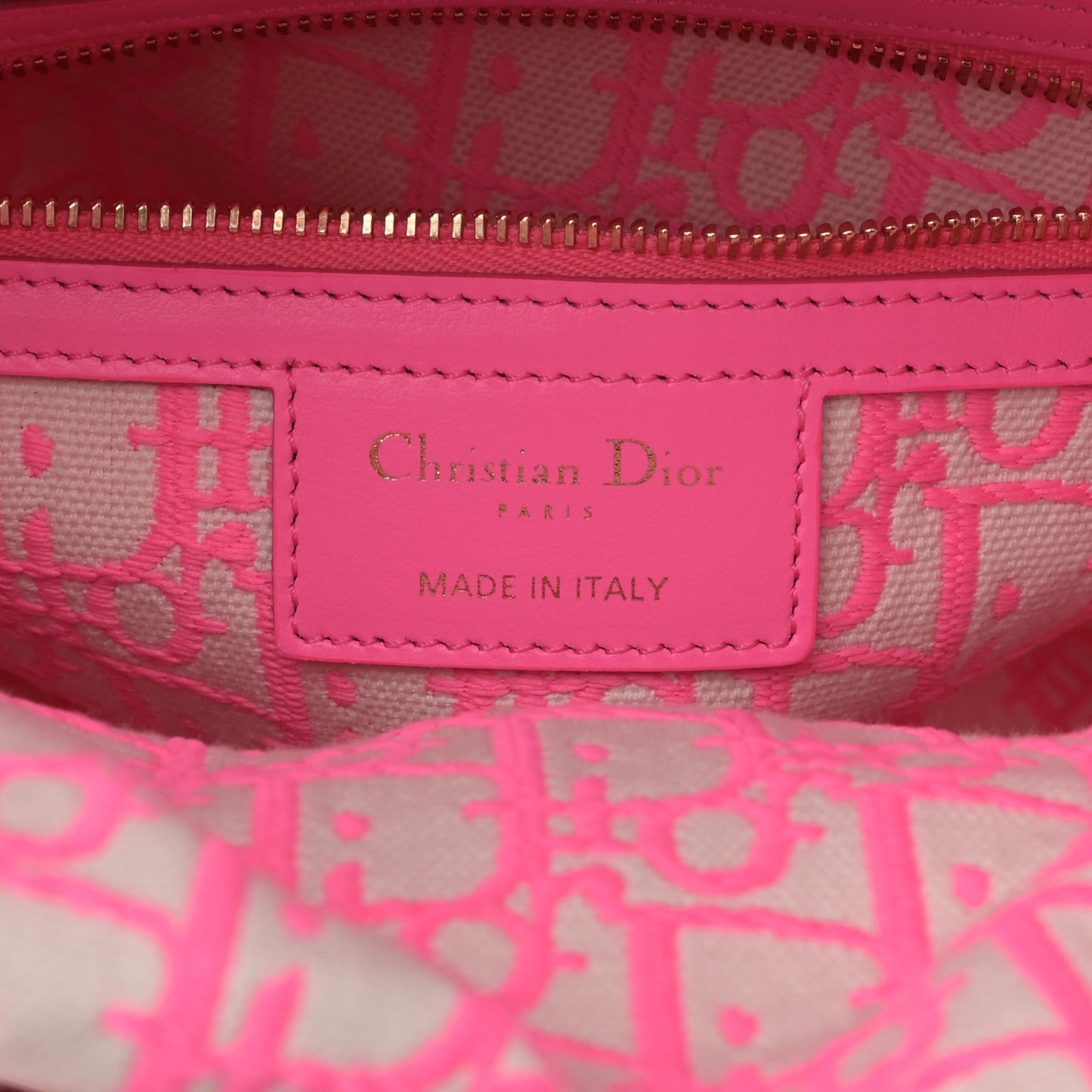 Wicker Oblique Medium Lady Dior Bag Fluorescent Pink