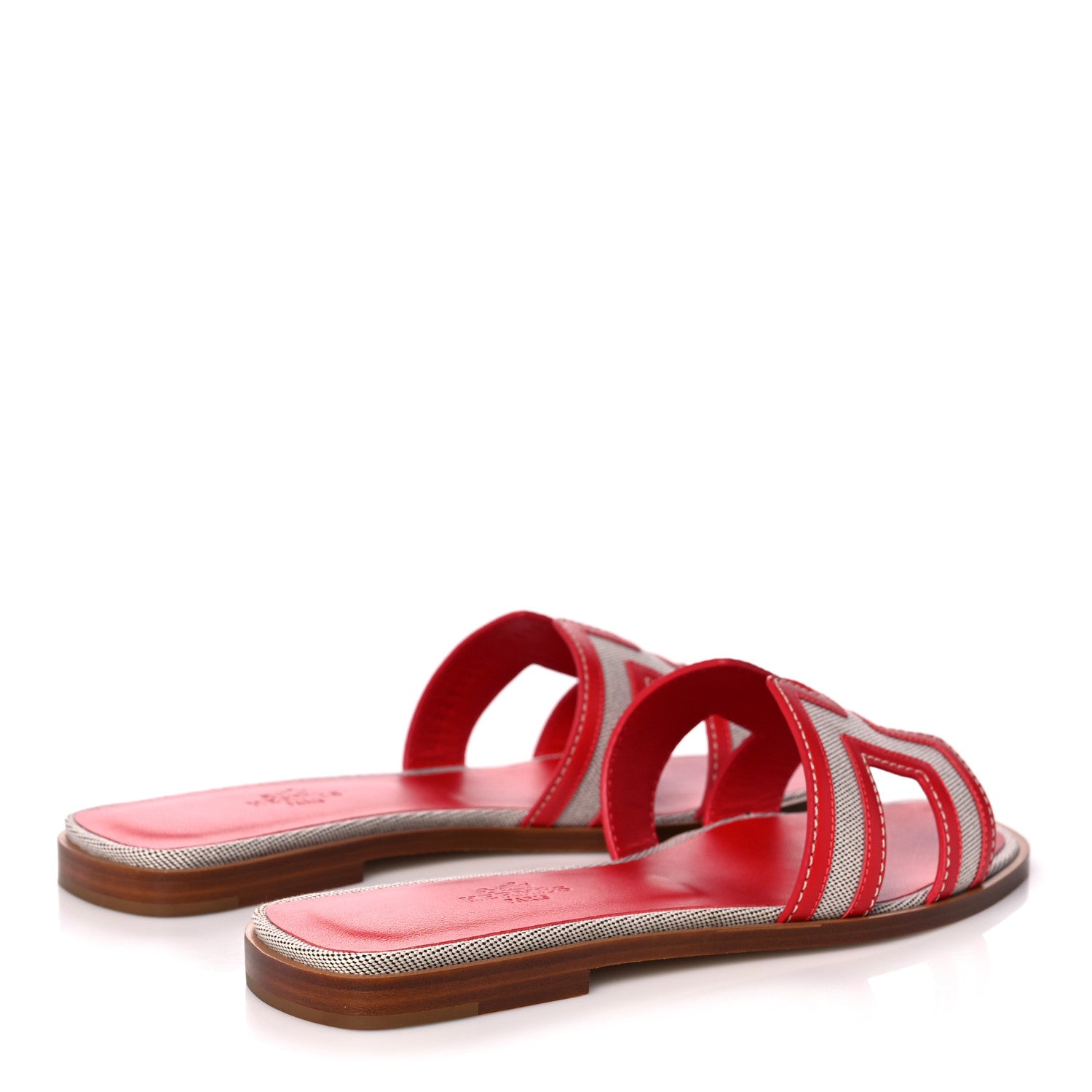 Hermes Canvas Calfskin Oran Sandals 37 Prunoir Rouge A Levre 4 of 9