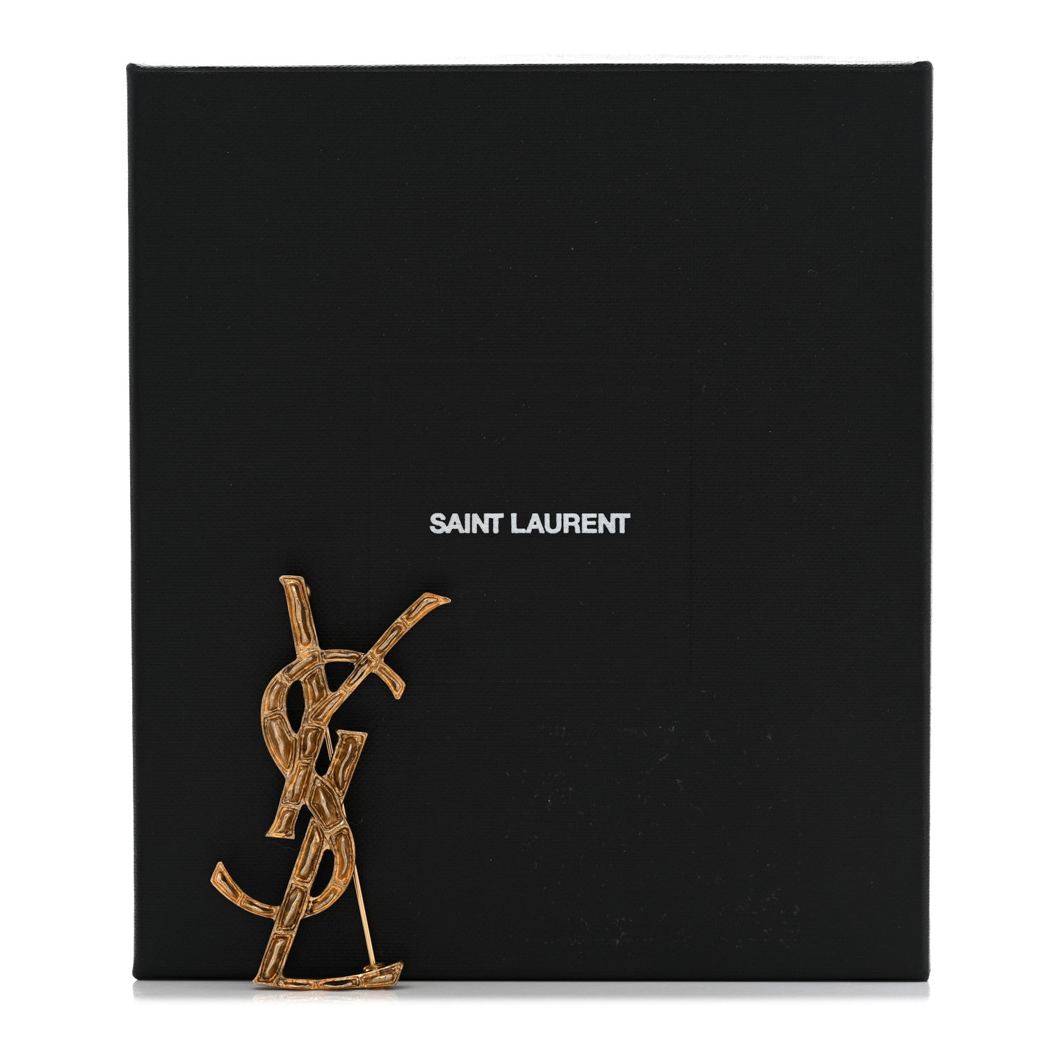Saint Laurent Monogram Crocodile Opyum Brooch Gold 5 of 5