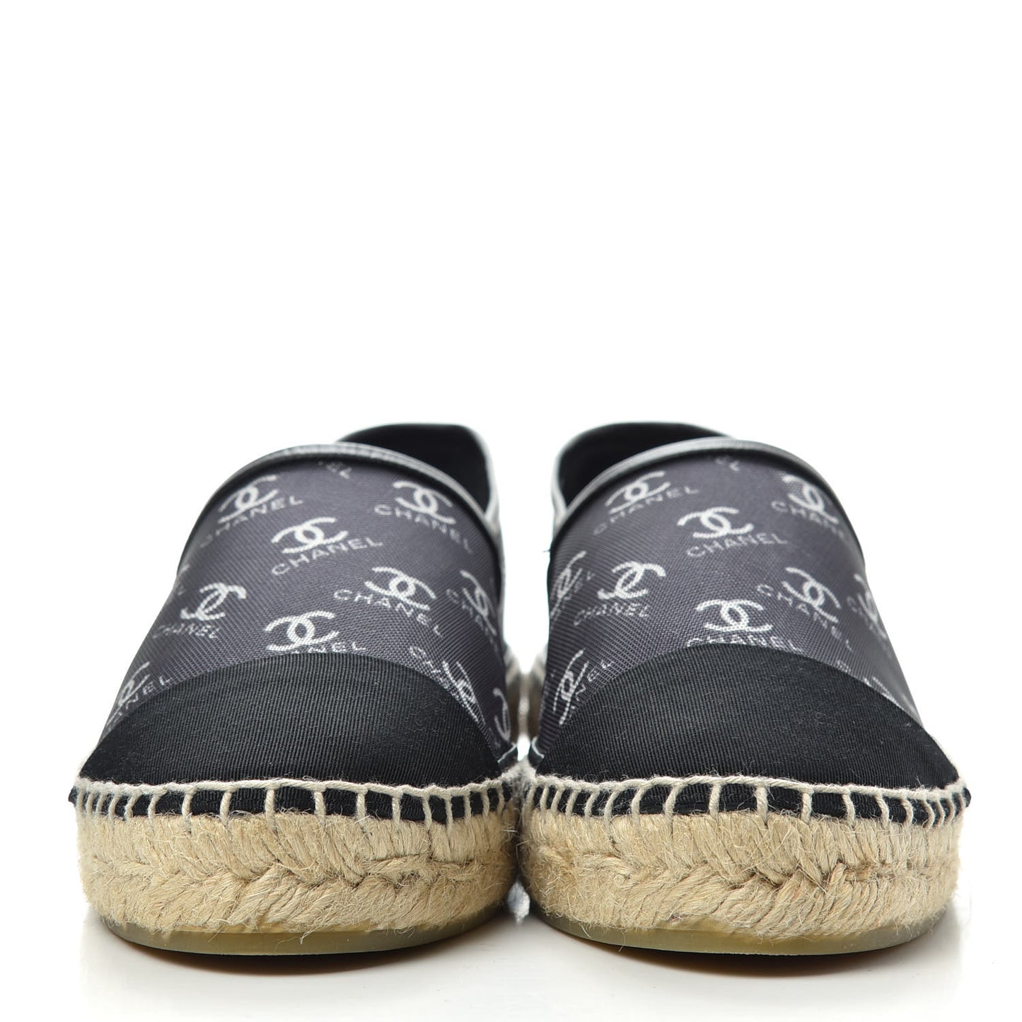 Mesh Grosgrain CC Espadrilles 38 Black White