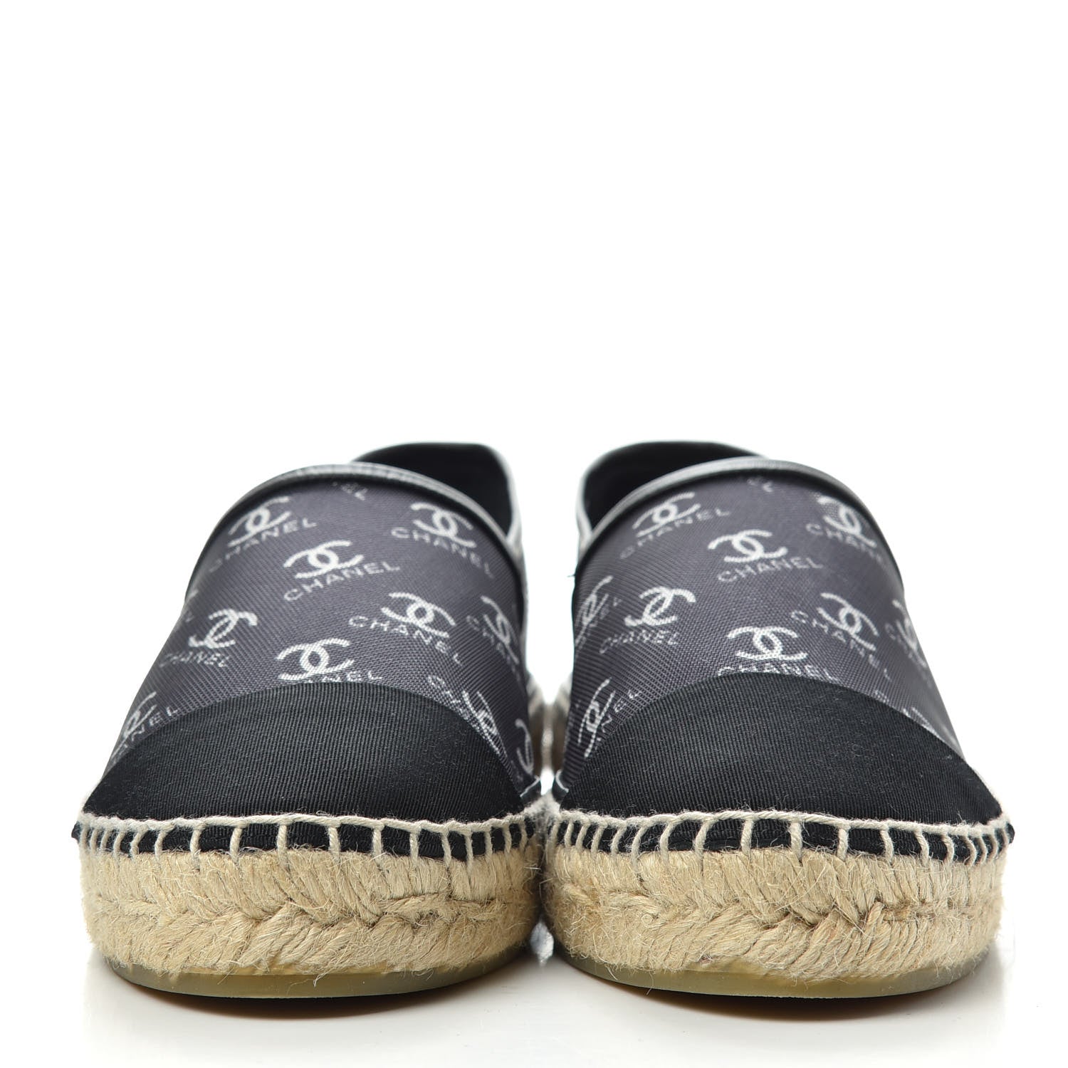 Chanel Mesh Grosgrain CC Espadrilles 38 Black White 2 of 10