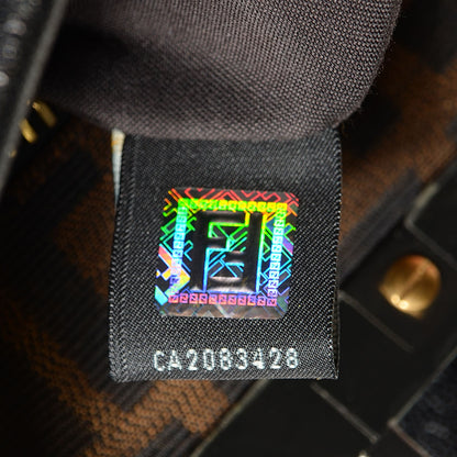 Fendi Goatskin Zucca Medium Peekaboo Iconic Satchel Black Tobacco 8 of 10