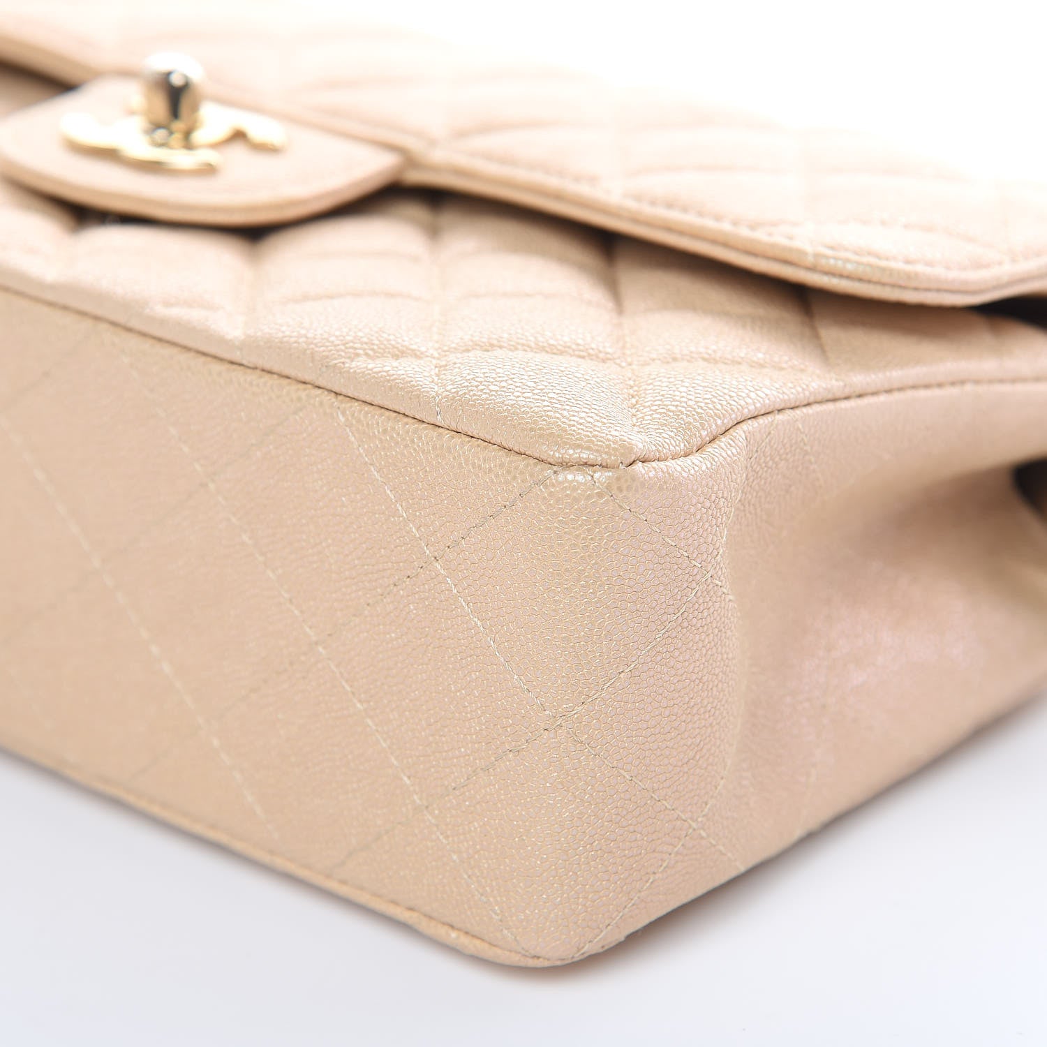 Chanel Iridescent Caviar Quilted Small Double Flap Beige 9 of 9
