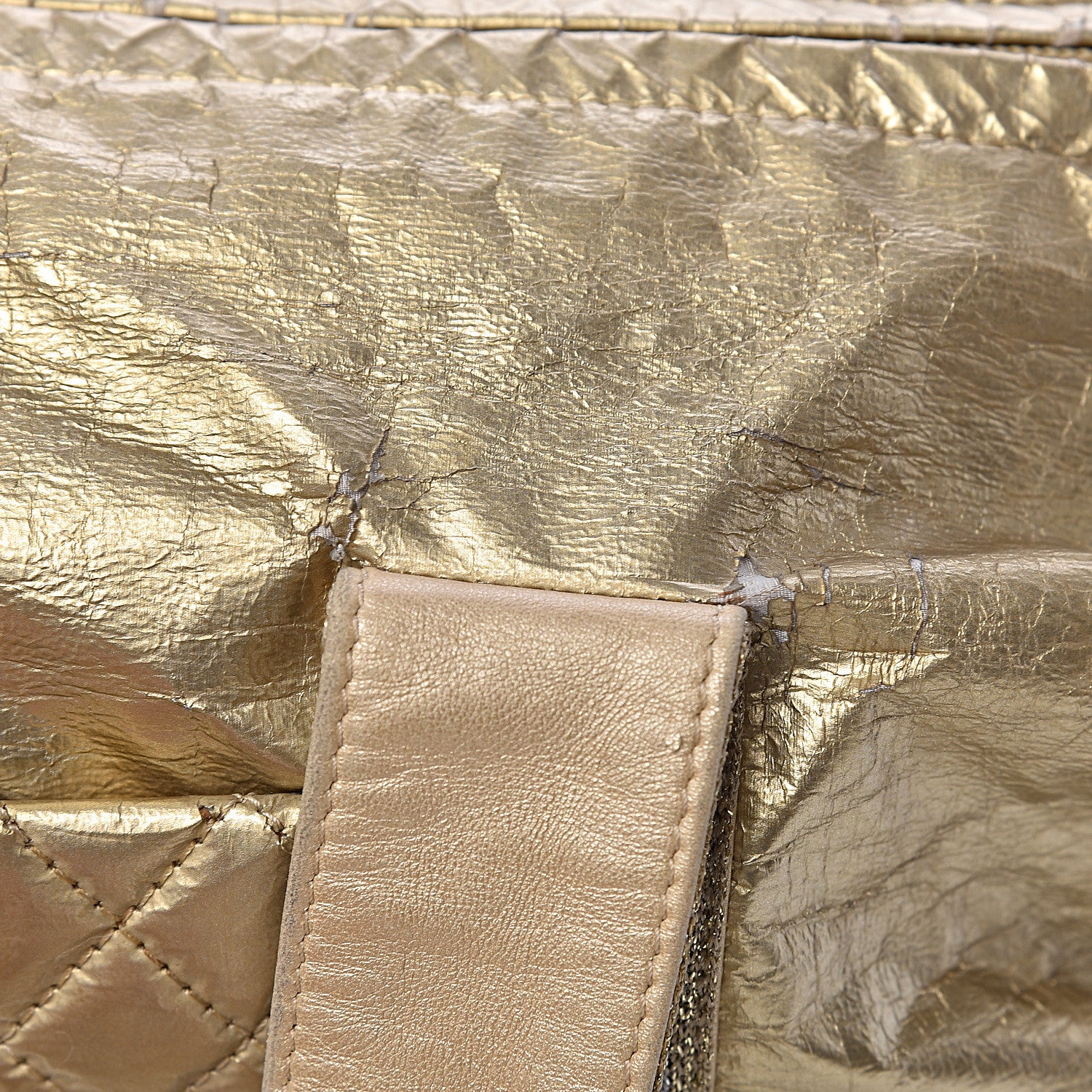 Chanel Metallic Coated Canvas Sport Duffle Gold 14 of 23